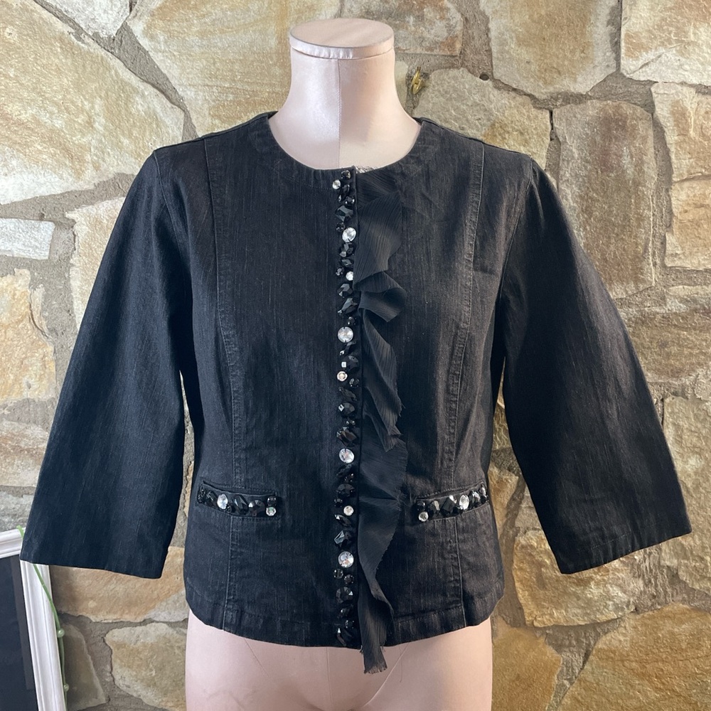 Ruby Rd. Black Jean Jacket With Embellishments - image 1